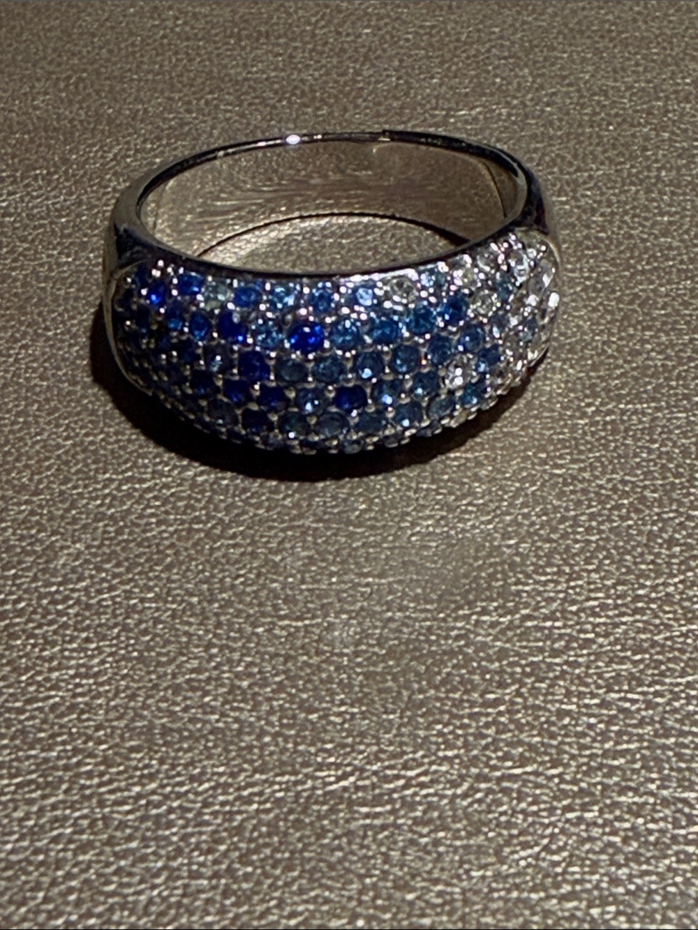 Silver Pavé Blue Crystal Dome Ring - Women's Jewelry